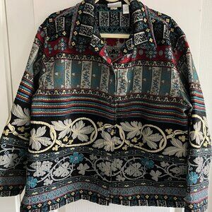 Chicos Design Size 3 Plus (size 16/18 reg) Shacket Women's Colorful Tapestry